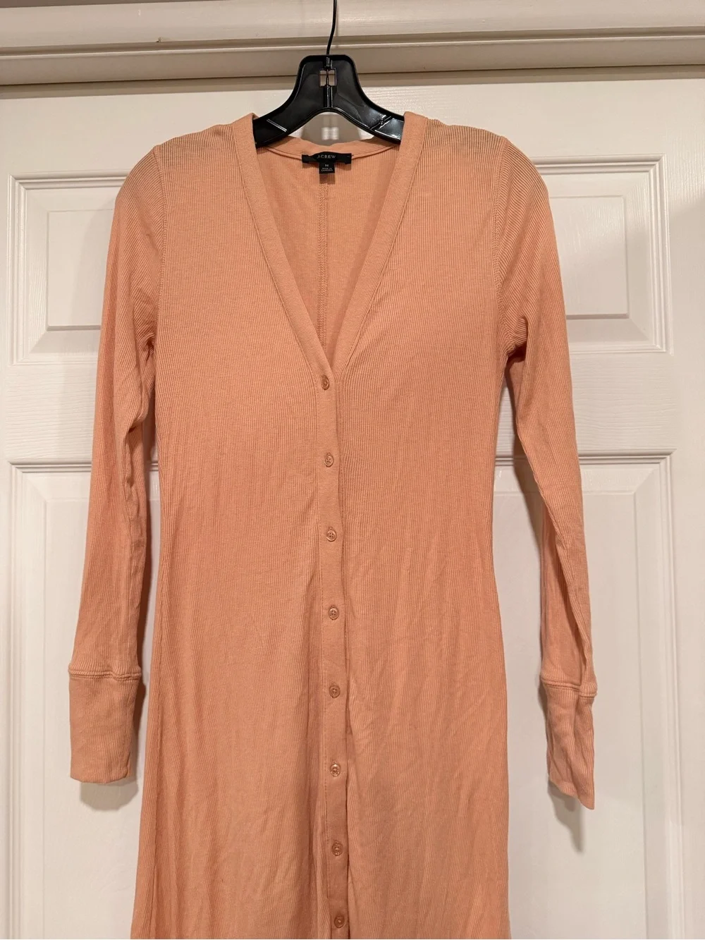 J crew Neutral Peach Ribbed button-front knit dress Long sleeves #423